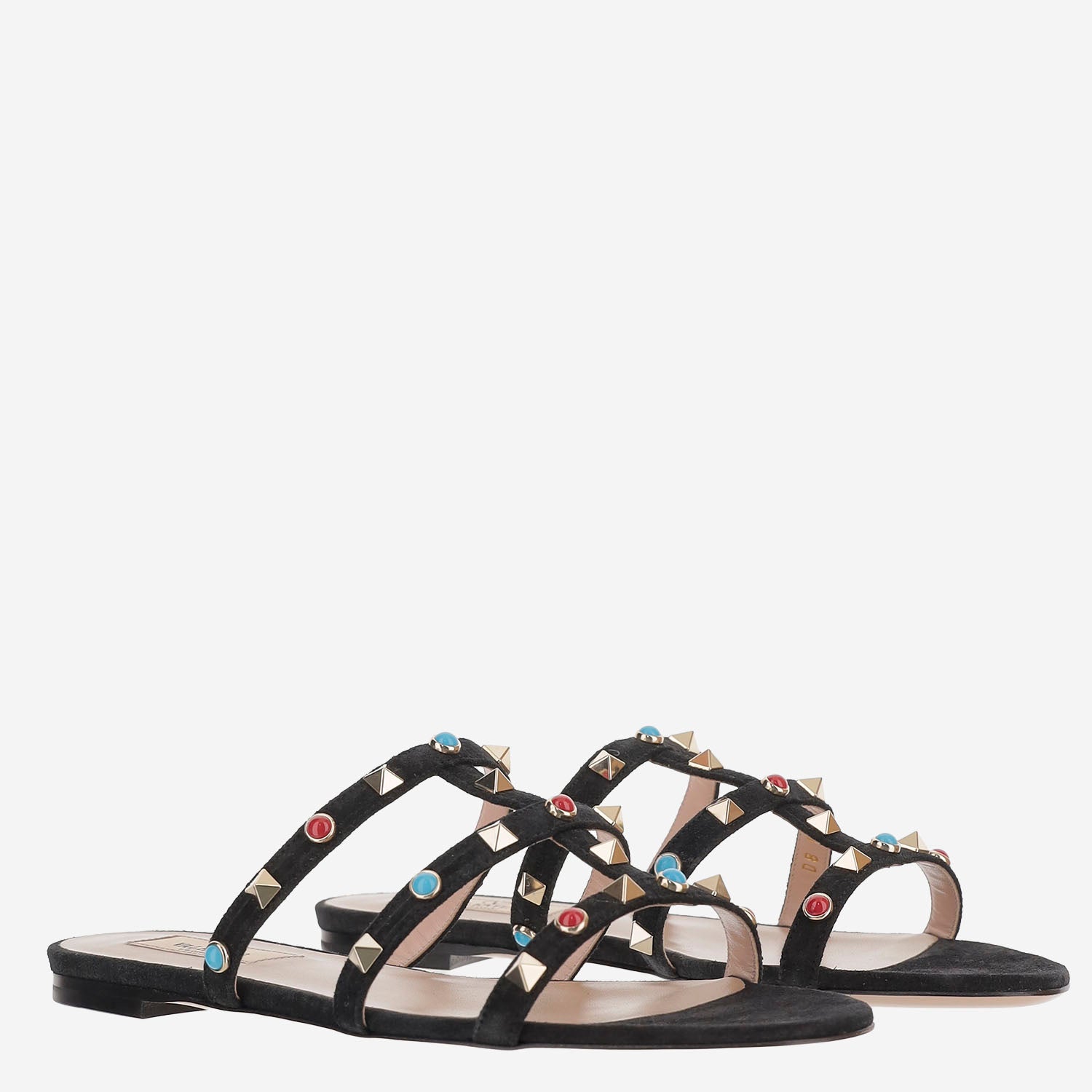 SANDALI SLIDE ROCKSTUD IN SUEDE 8W2S0C49 JTI0NO VALENTINO GARAVANI 