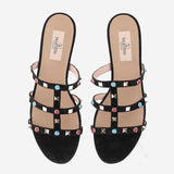 SANDALI SLIDE ROCKSTUD IN SUEDE 8W2S0C49 JTI0NO VALENTINO GARAVANI 