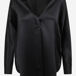 CAMICIA IN SETA CON SCOLLO A V VR84511926 001BLK VINCE 