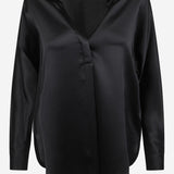 CAMICIA IN SETA CON SCOLLO A V VR84511926 001BLK VINCE 