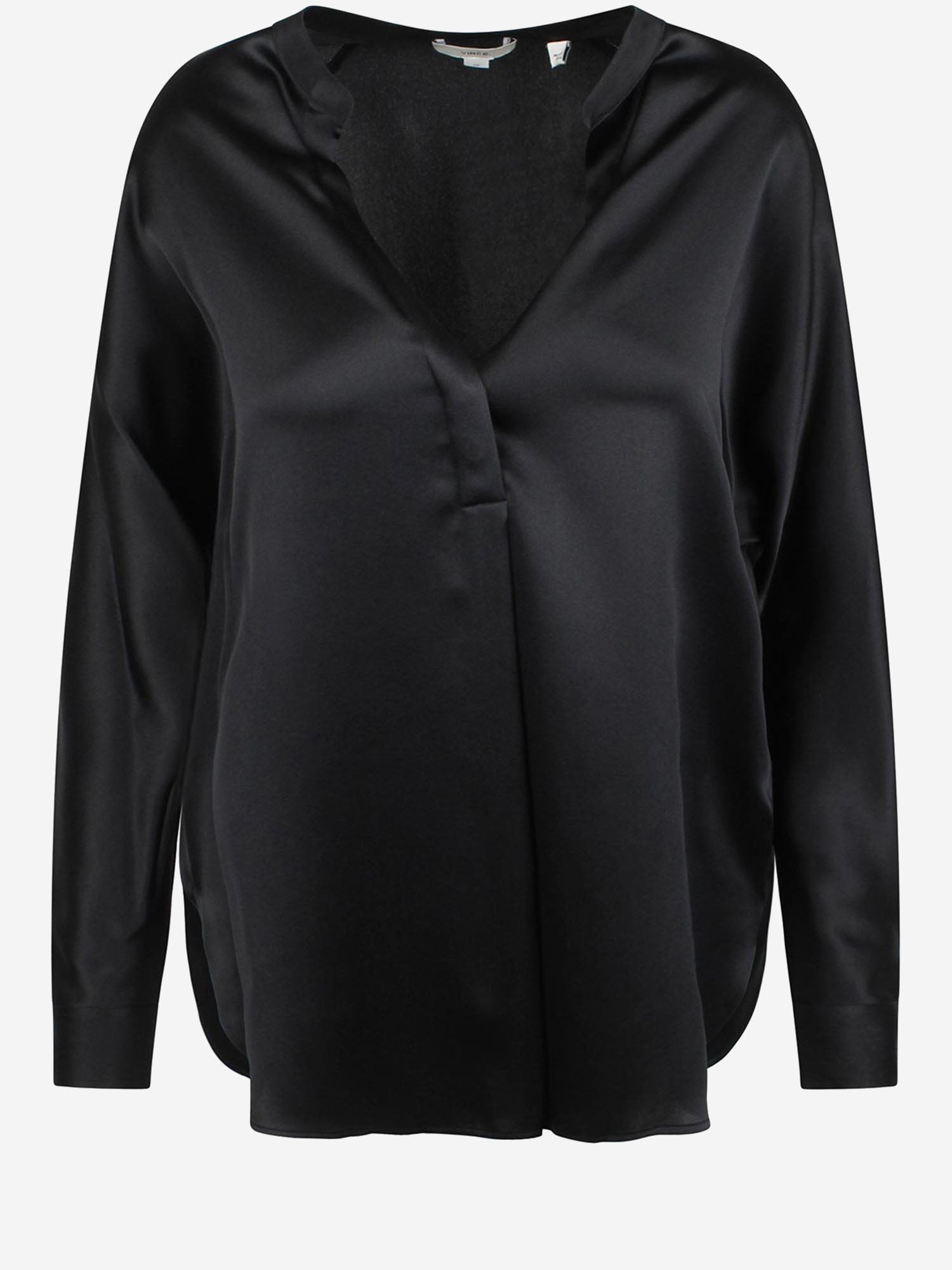CAMICIA IN SETA CON SCOLLO A V VR84511926 001BLK VINCE 