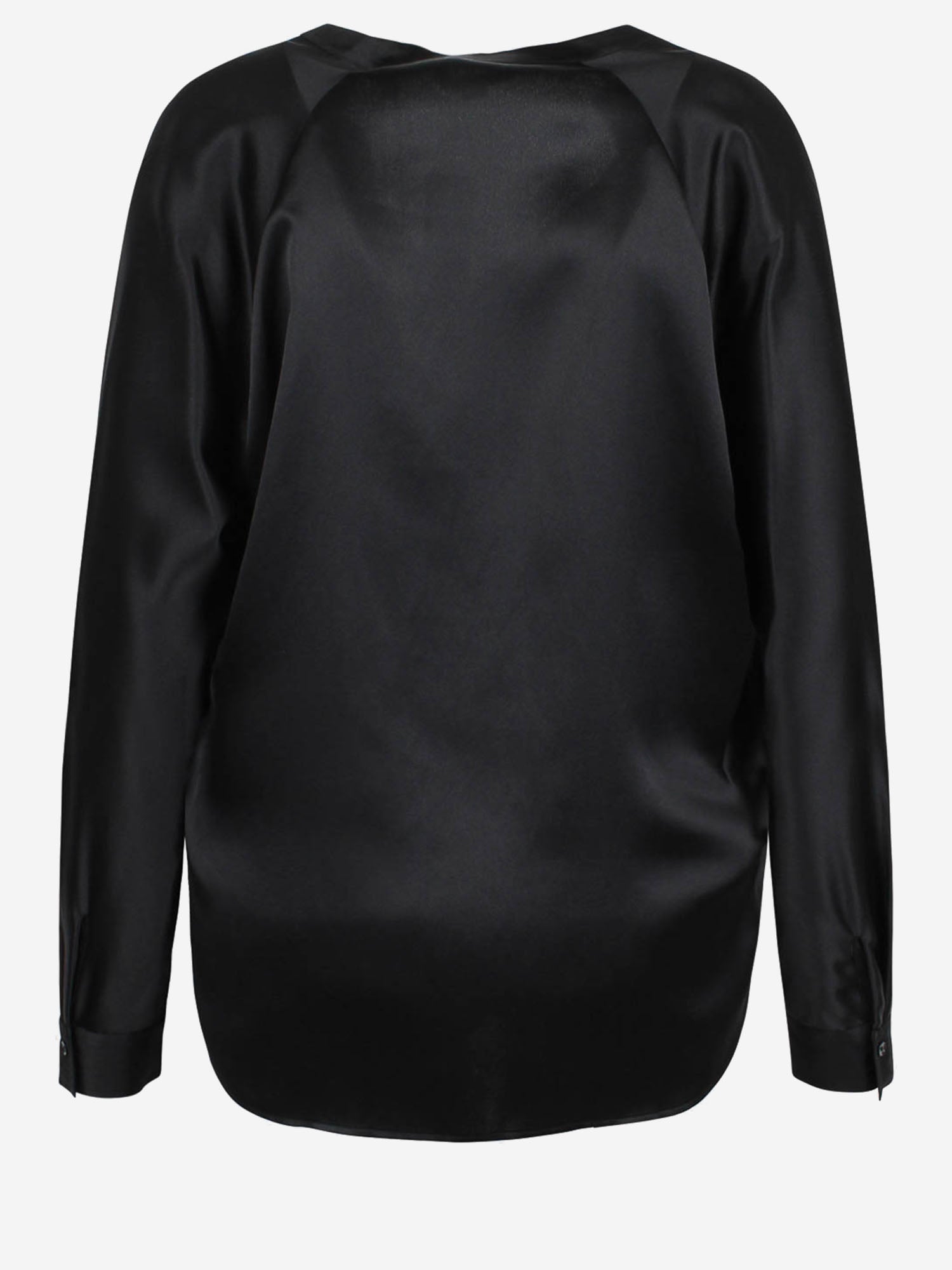 CAMICIA IN SETA CON SCOLLO A V VR84511926 001BLK VINCE 