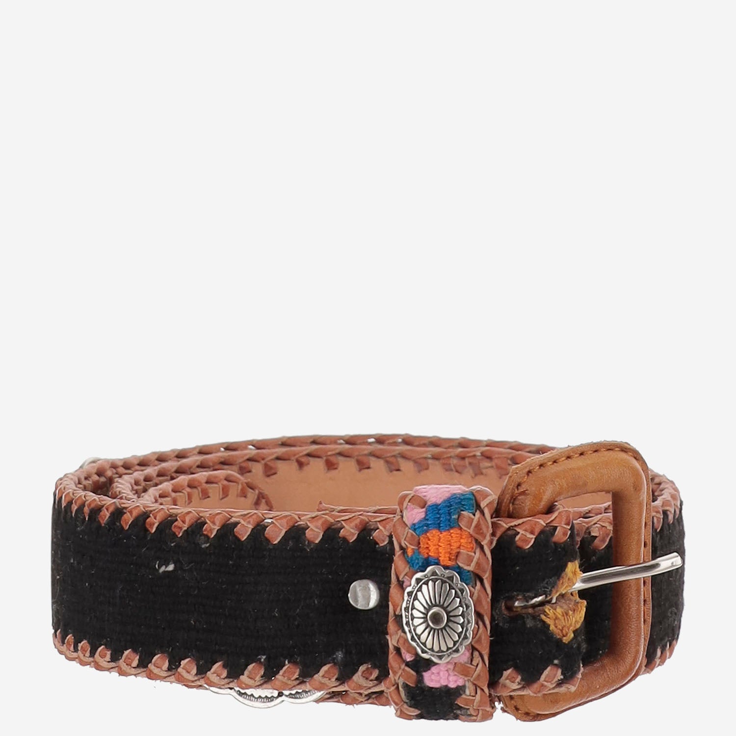 CINTURA IN PELLE E TESSUTO AMAZONIA BLACK WAITZ 