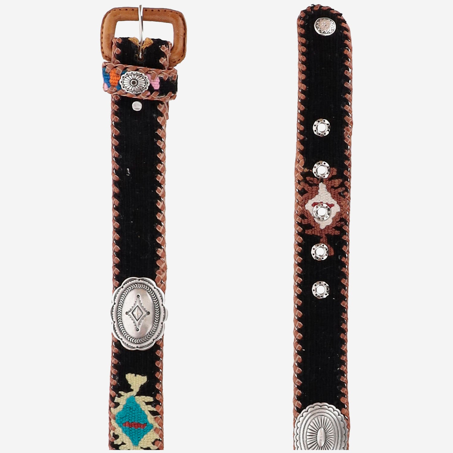 CINTURA IN PELLE E TESSUTO AMAZONIA BLACK WAITZ 