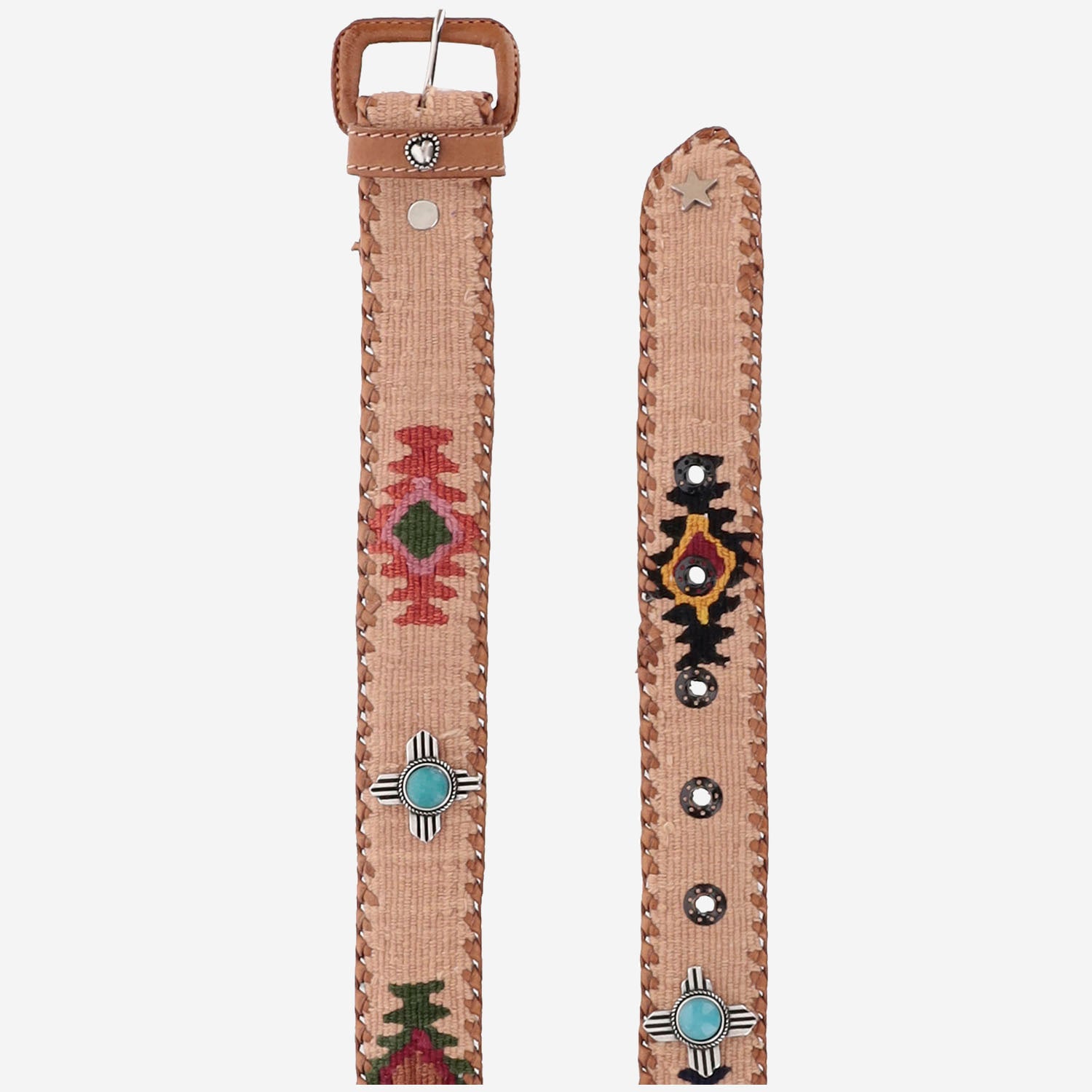 CINTURA IN PELLE E TESSUTO AMAZONIA CAMEL WAITZ 