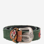 CINTURA IN PELLE E TESSUTO AZTECA ARMYGREEN WAITZ 