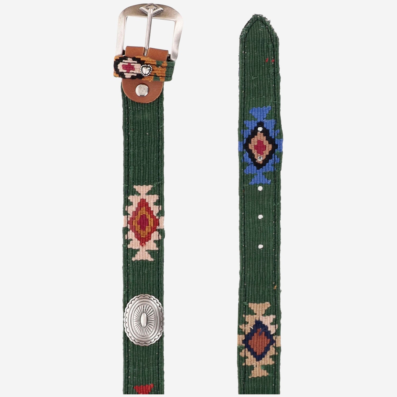 CINTURA IN PELLE E TESSUTO AZTECA ARMYGREEN WAITZ 