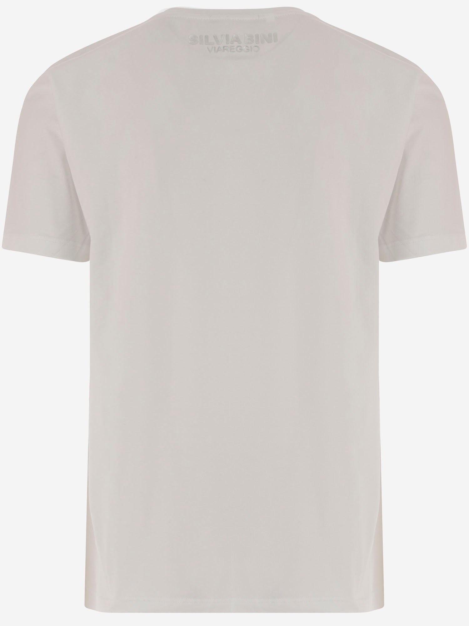 T-SHIRT FOLLOWING YONDER STAR<BR/>IN COTONE STRETCH BIANCO SILVER BINI SILVIA 