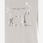 T-SHIRT FOLLOWING YONDER STAR<BR/>IN COTONE STRETCH BIANCO SILVER BINI SILVIA 