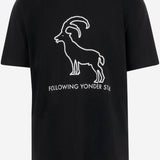T-SHIRT FOLLOWING YONDER STAR <BR/>IN COTONE STRETCH NERO WHITE BINI SILVIA 