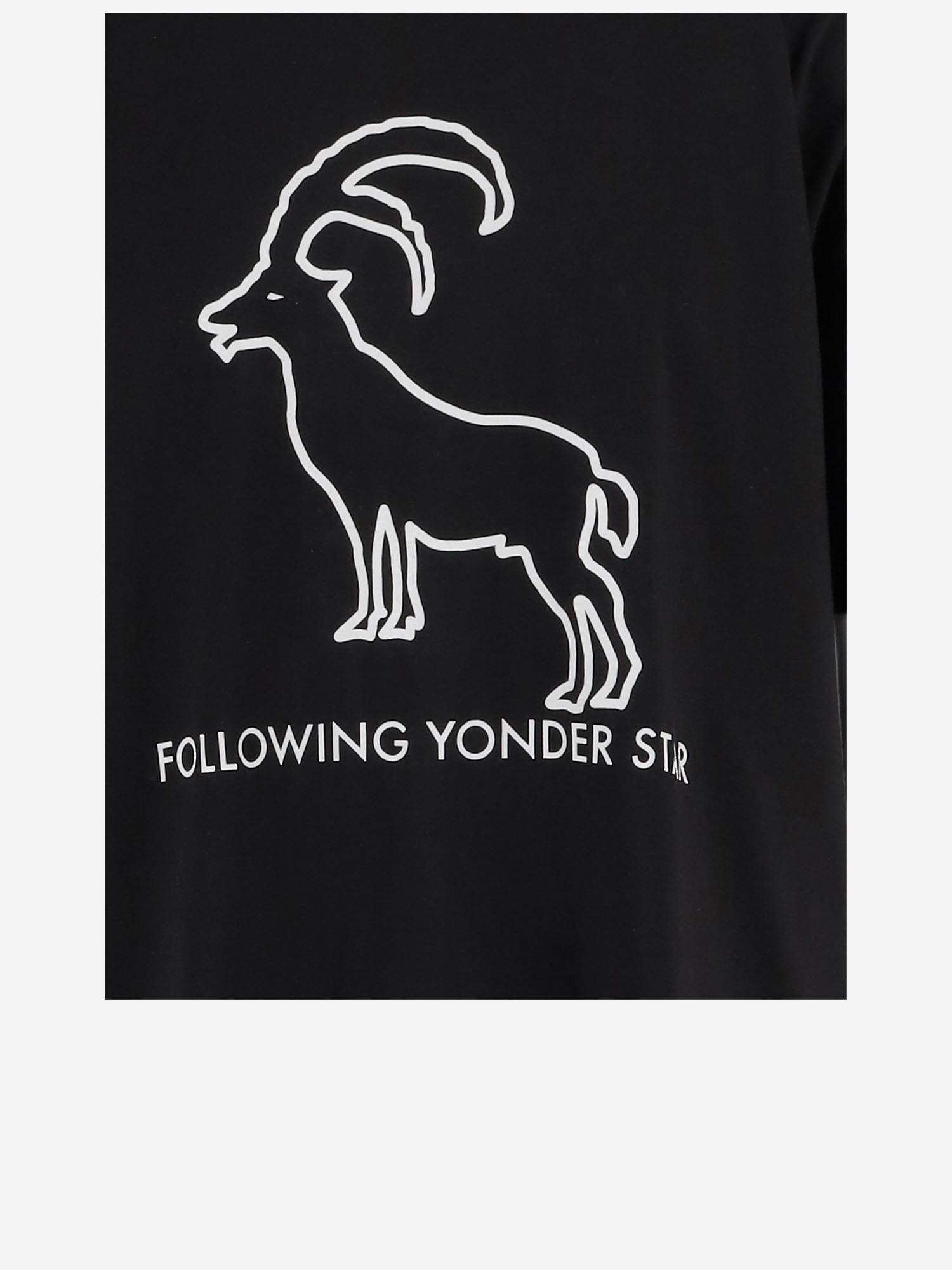 T-SHIRT FOLLOWING YONDER STAR <BR/>IN COTONE STRETCH NERO WHITE BINI SILVIA 