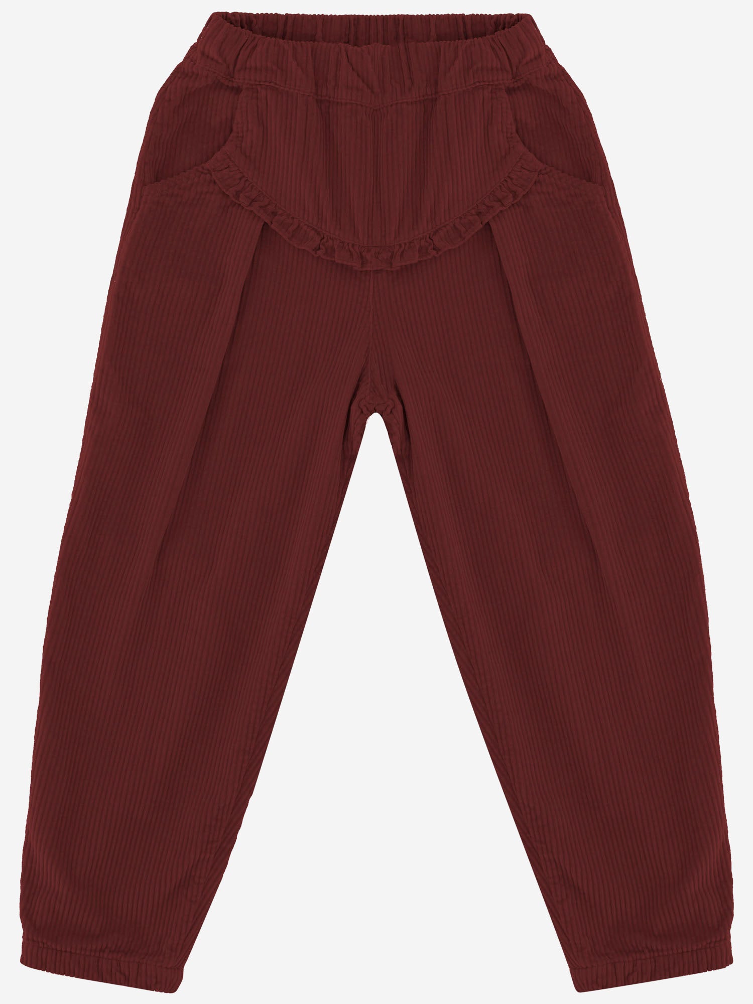 PANTALONI IN COTONE CON VOLANT DECORATIVO 25W150 MELANZANA 1+ IN THE FAMILY KIDS 