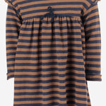 ABITO IN MISTO COTONE STRETCH A RIGHE CON FIOCCO 25W166 CASTAGNA 1+ IN THE FAMILY KIDS 
