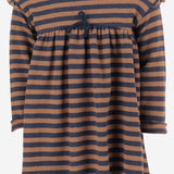 ABITO IN MISTO COTONE STRETCH A RIGHE CON FIOCCO 25W166 CASTAGNA 1+ IN THE FAMILY KIDS 