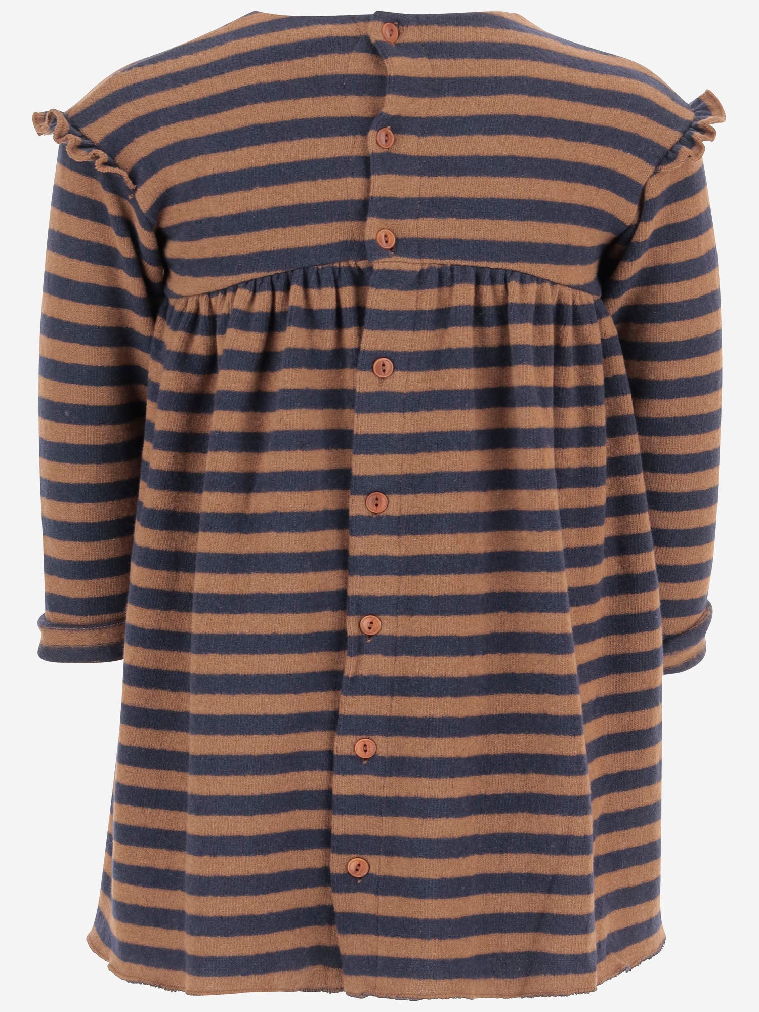 ABITO IN MISTO COTONE STRETCH A RIGHE CON FIOCCO 25W166 CASTAGNA 1+ IN THE FAMILY KIDS 