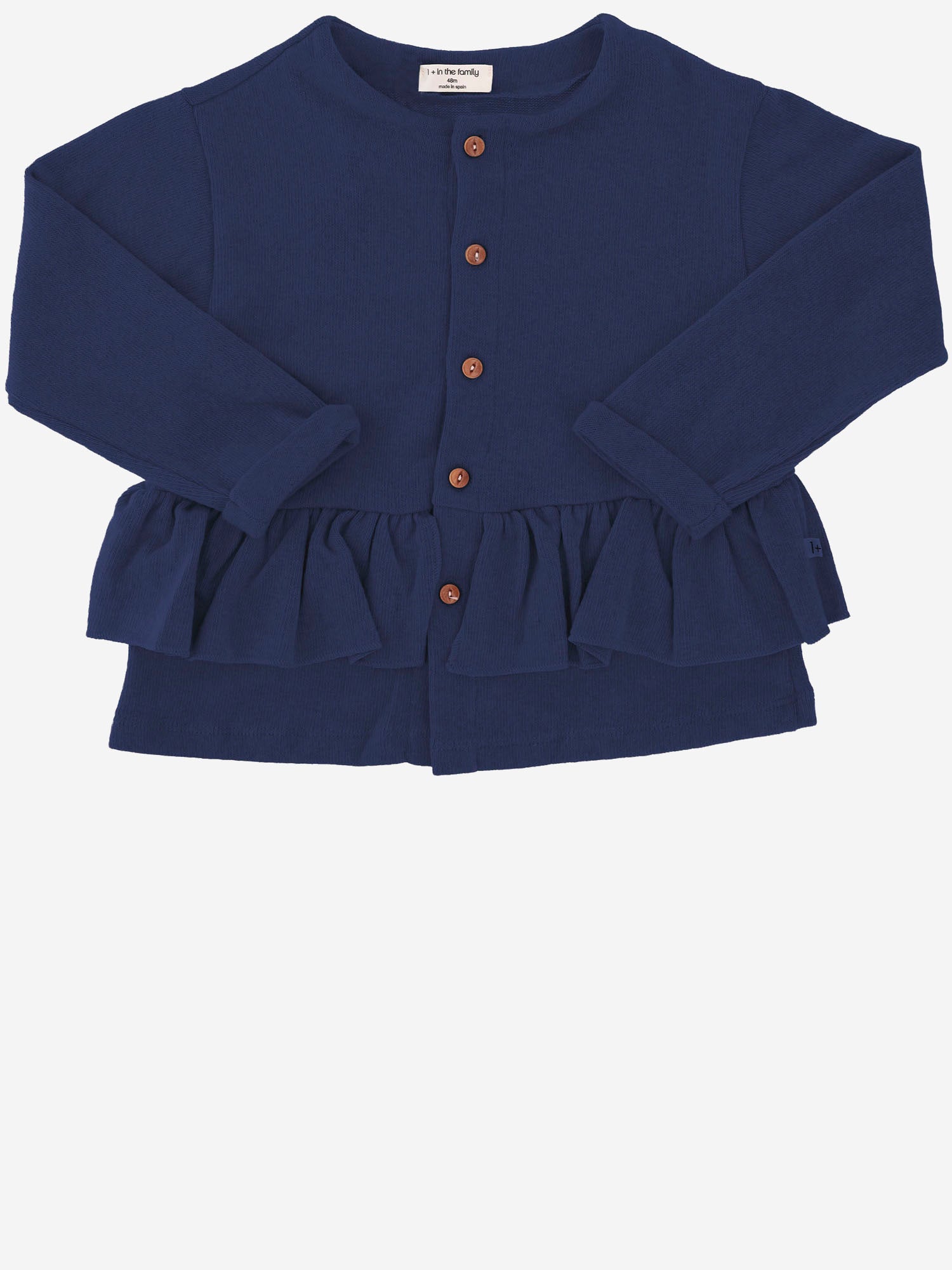 CARDIGAN IN MISTO COTONE STRETCH CON ORLO ARRICCIATO 25W178 DARKBLUE 1+ IN THE FAMILY KIDS 