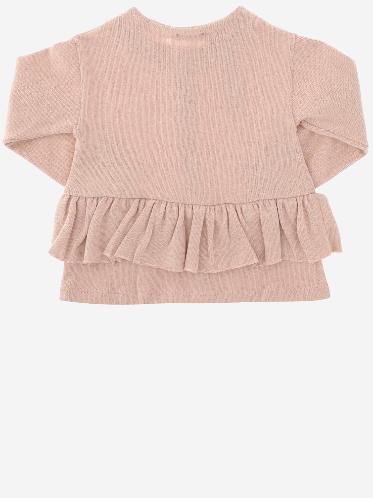 CARDIGAN IN MISTO COTONE STRETCH CON ORLO ARRICCIATO 25W178 NUDE 1+ IN THE FAMILY KIDS 