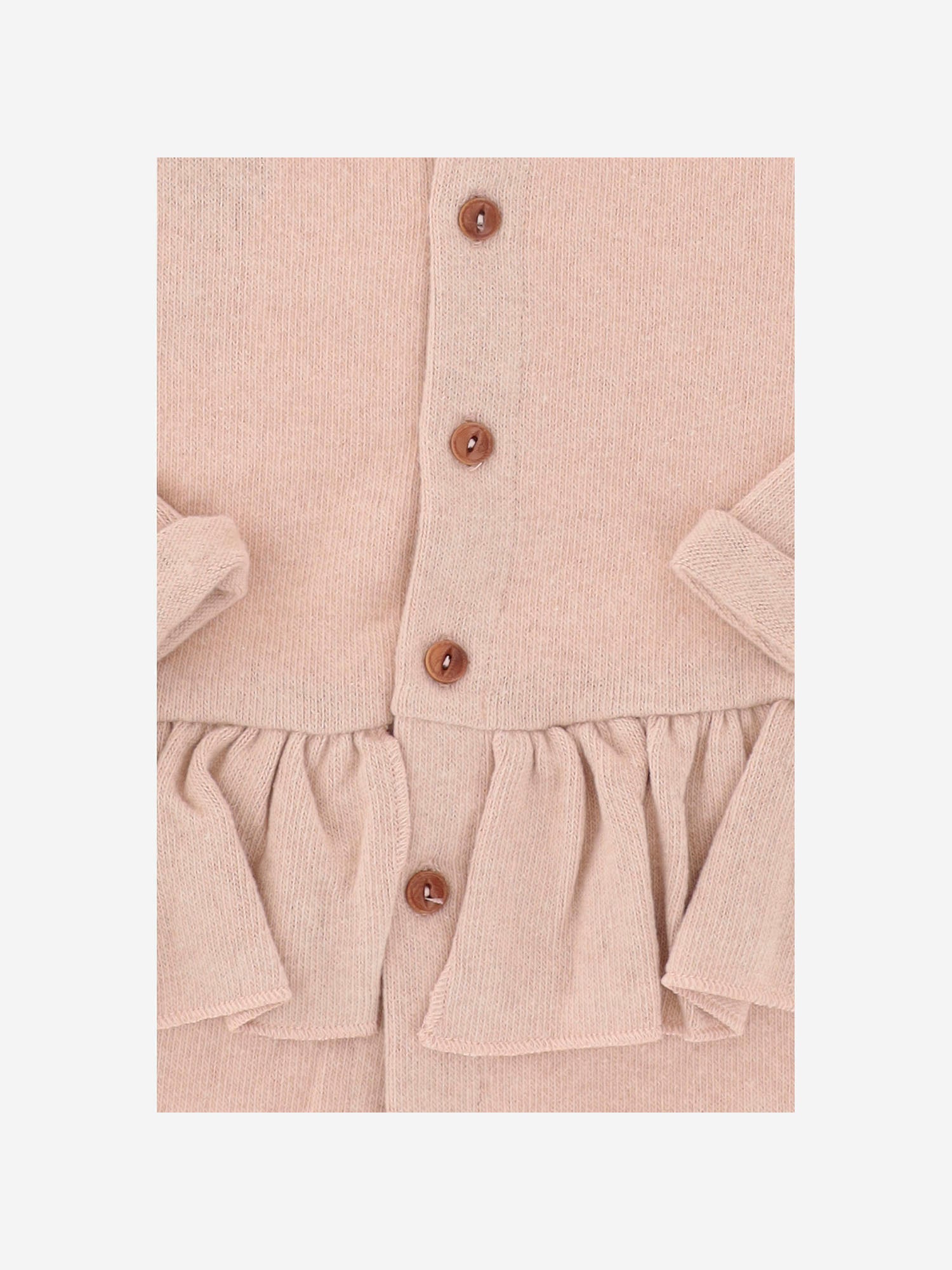 CARDIGAN IN MISTO COTONE STRETCH CON ORLO ARRICCIATO 25W178 NUDE 1+ IN THE FAMILY KIDS 