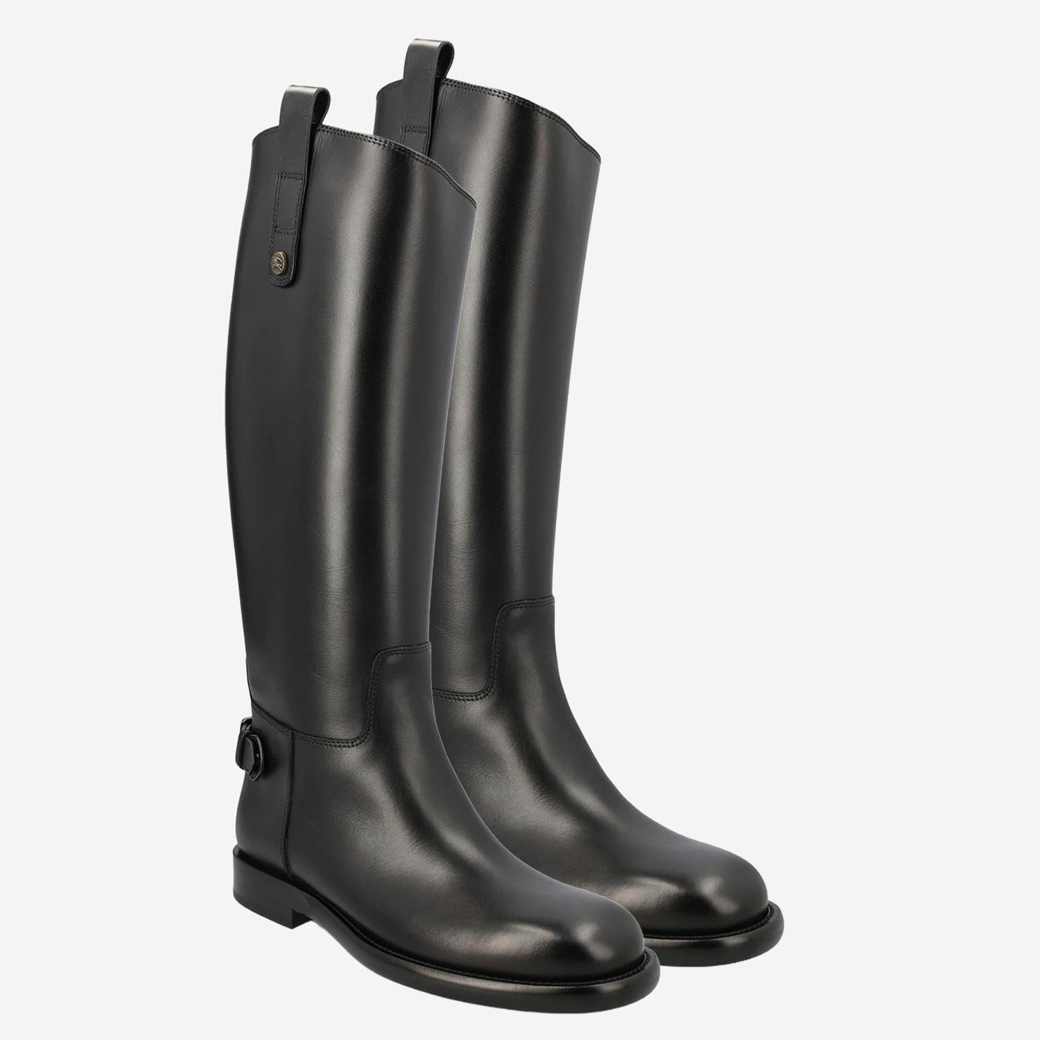 STIVALI CAVALIER IN PELLE 8114385 BLACK BURBERRY 