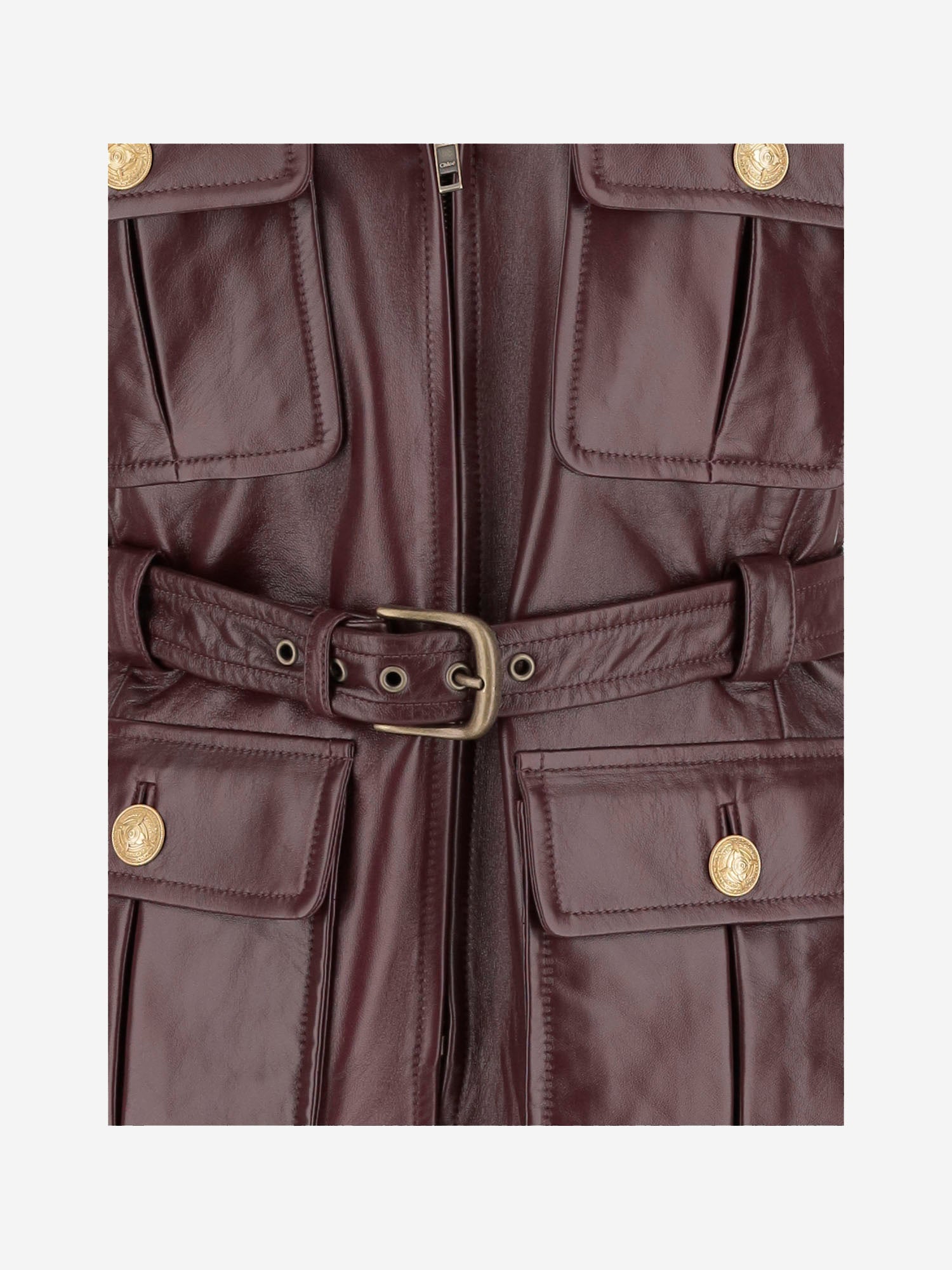 GILET IN PELLE CON TASHE E CINTURA CH25ACV04204 27M CHLOE 
