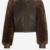 Giacca corta a collo alto in pelle CH25ACV43206 28D CHLOE 
