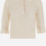 POLO CON COLLETTO IN PIZZO CH25AMP47590 107 CHLOE 