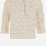 POLO CON COLLETTO IN PIZZO CH25AMP47590 107 CHLOE 