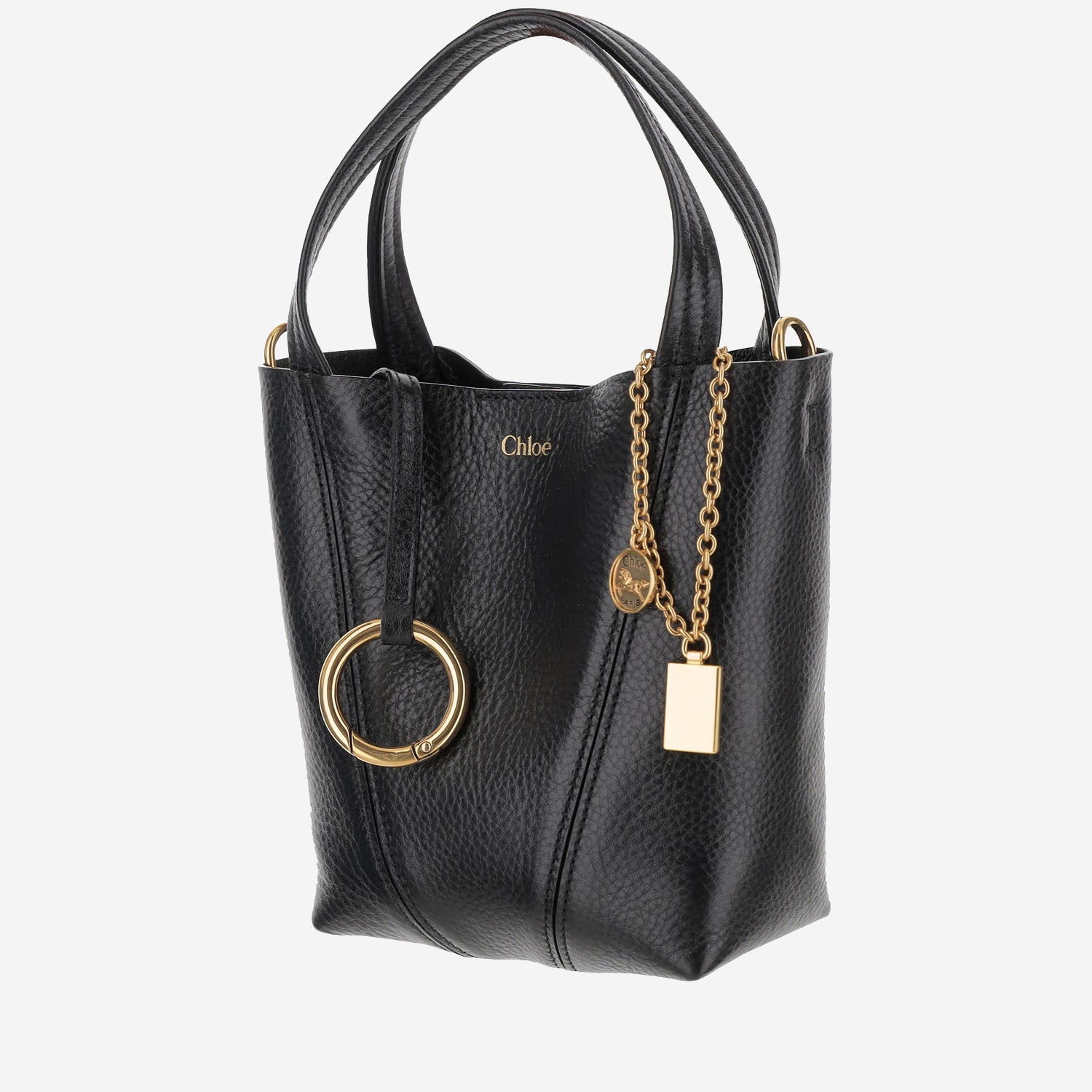 TOTE BAG PICCOLA CHLOÉ SPIN IN PELLE GRANATA CH25SS812N84 001 CHLOE 