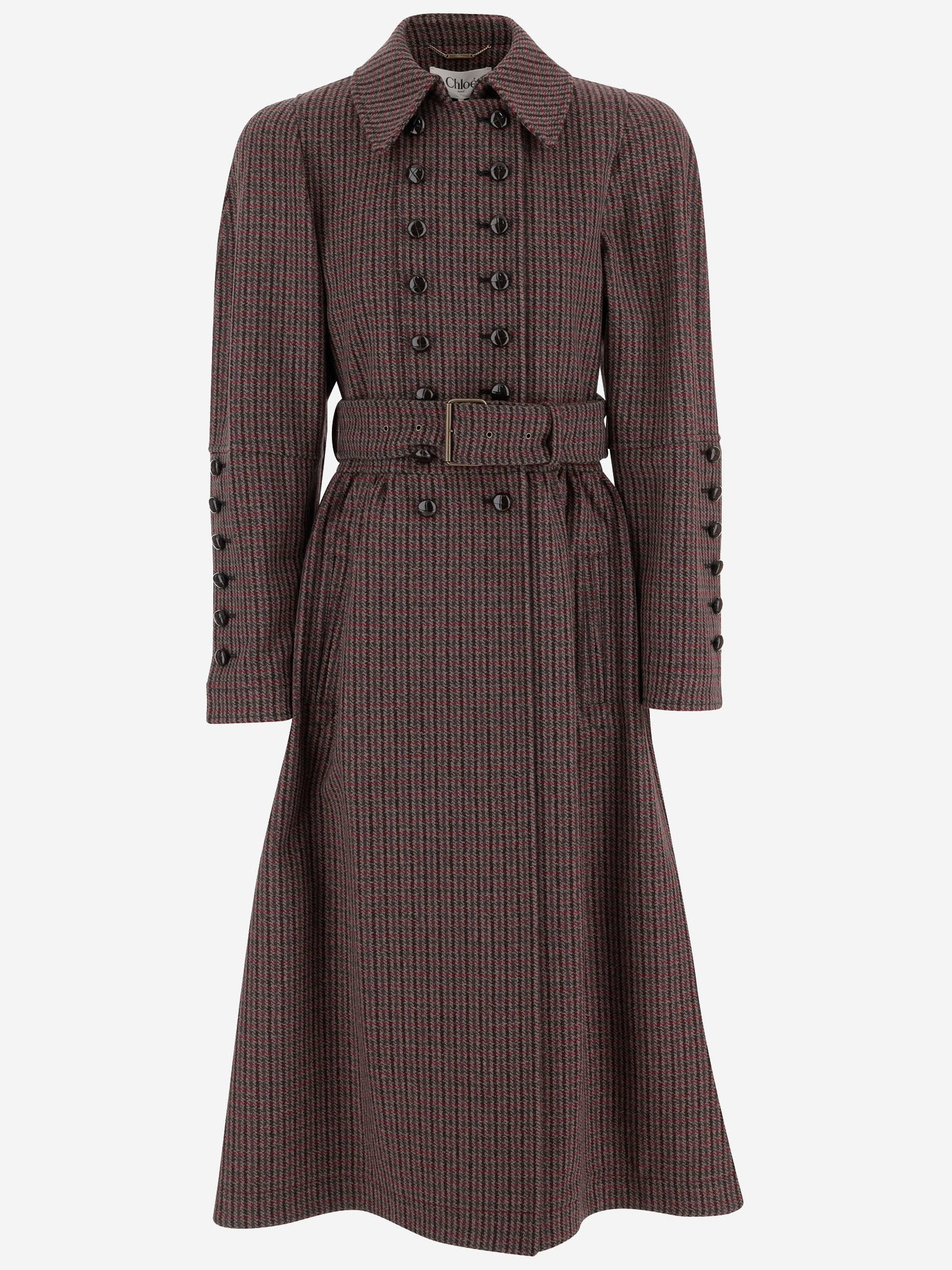 Cappotto doppiopetto in lana pied de poule CH25WMA61169 990 CHLOE 