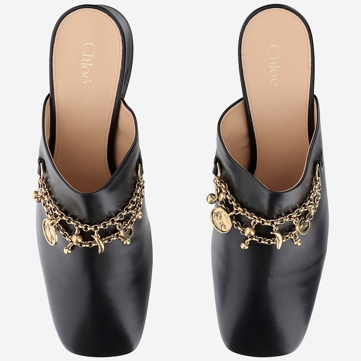 MULES IN PELLE CON CHARMS CHC25A11ERI 001 CHLOE 