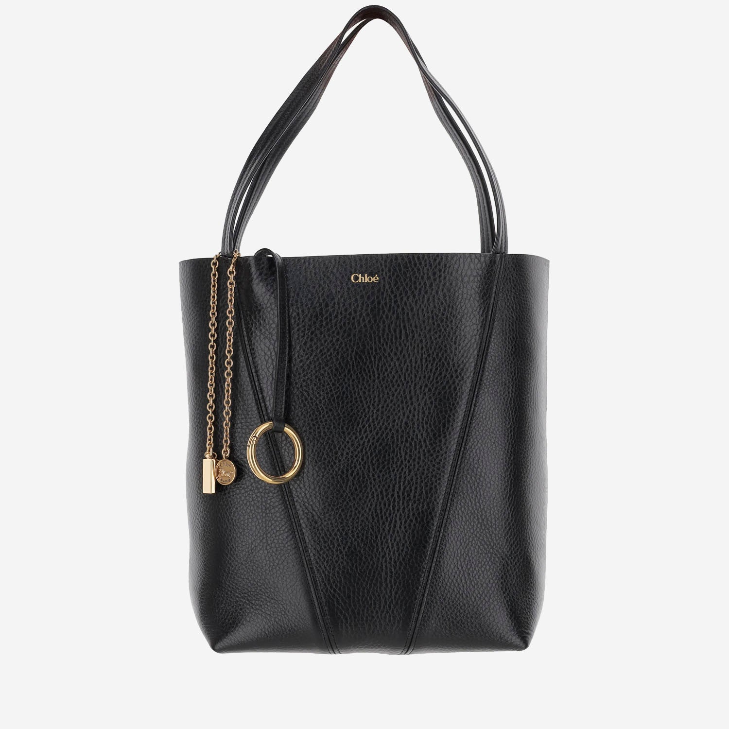 TOTE BAG CHLOÉ SPIN IN PELLE GRANATA CHC25SS811N84 001 CHLOE 