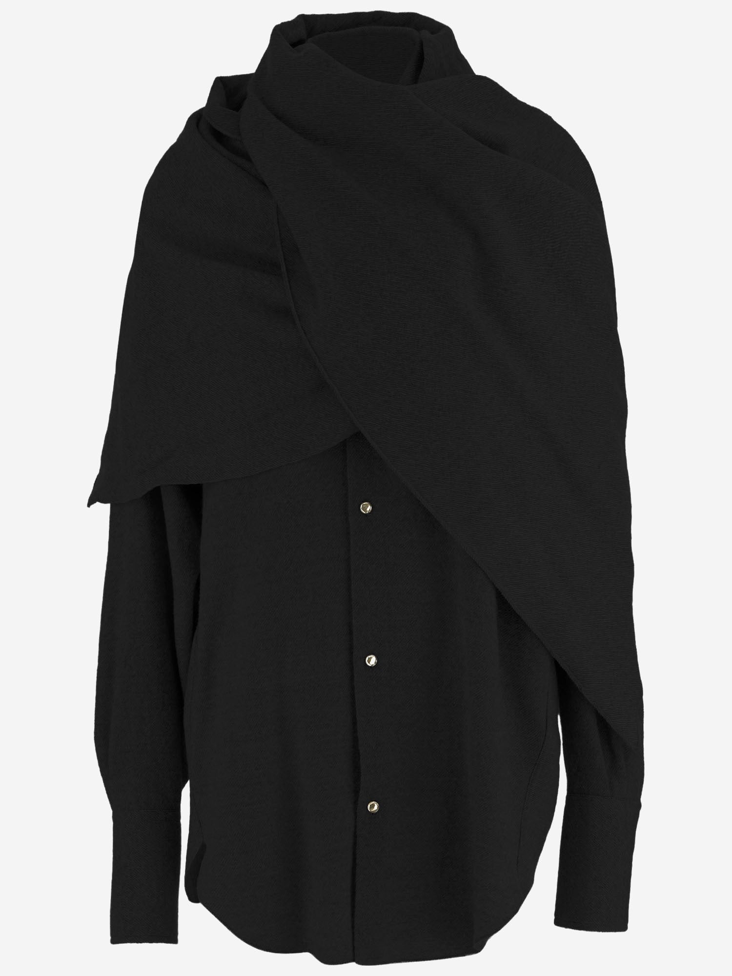 CAMICIA IN LANA CON SCIALLE COORDINATO WSH24 FAW280099 DARKPARK 