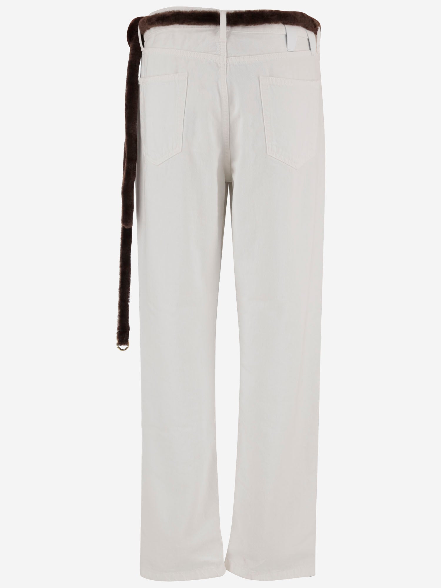 PANTALONI NAOMI IN COTONE CON CINTURA IN PELLICCIA WTR38S DWB01W008W008 DARKPARK 