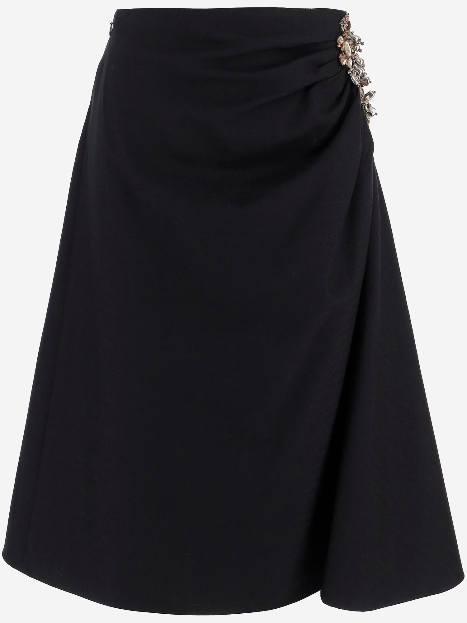 GONNA IN LANA CON DRAPPEGGIO E APPLICAZIONE DECORATIVA 010880 2193509 DRIES VAN NOTEN 