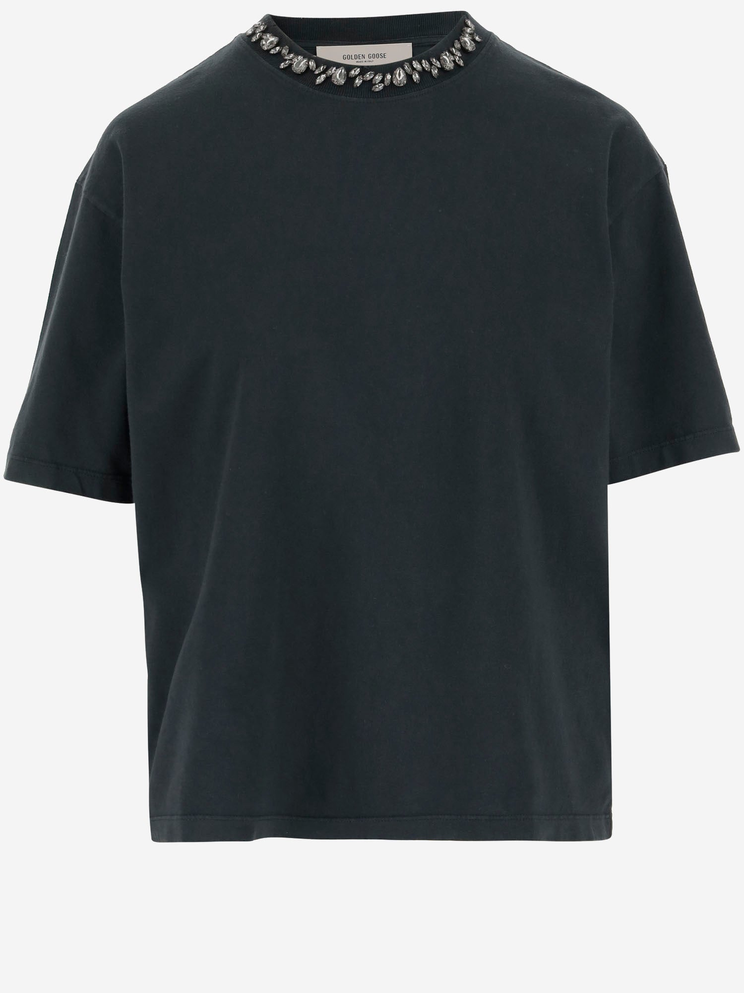 T-SHIRT IN COTONE CON CRISTALLI GWP01874 P00189790456 GOLDEN GOOSE 