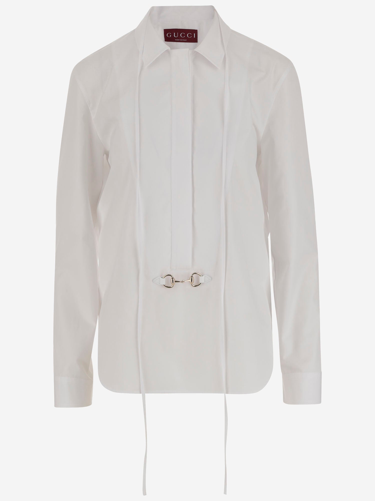 CAMICIA IN POPELINE DI COTONE CON MORSETTO 831912 Z8B2P9000 GUCCI 