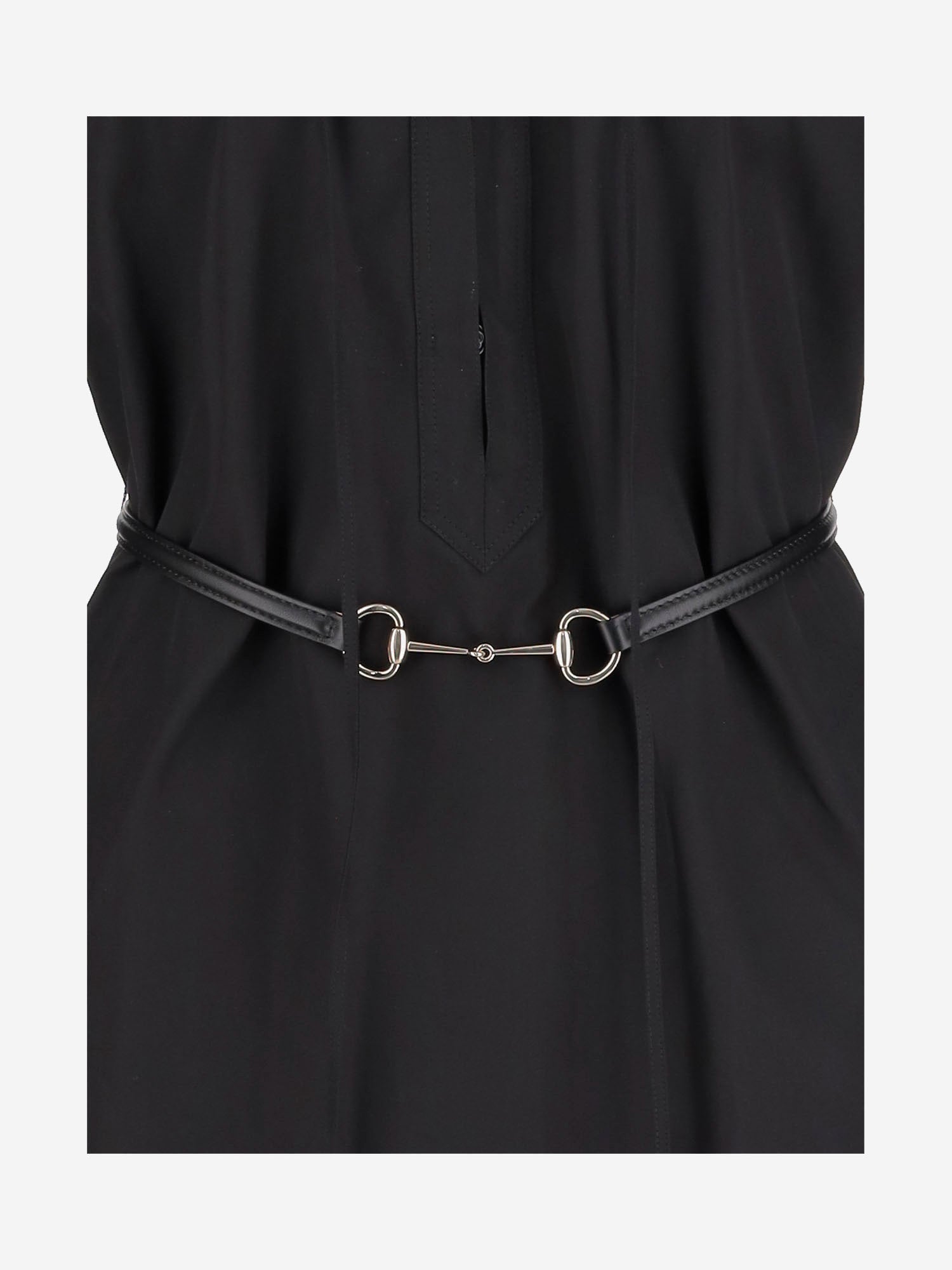 Abito in popeline di cotone con cintura con Morsetto 835601 Z8B1W1000 GUCCI 