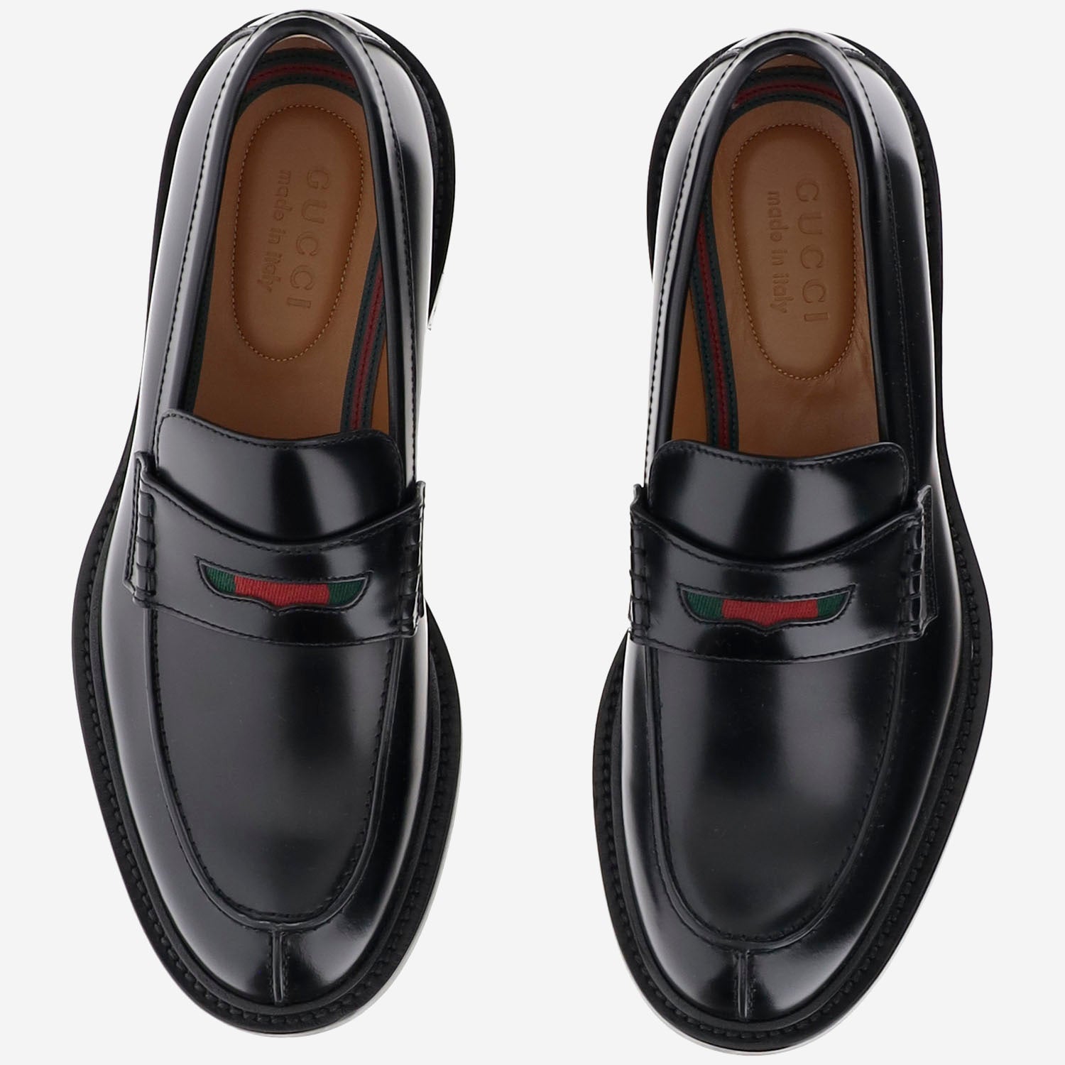 Mocassino in pelle con dettaglio Web 838136 AAEYD1060 GUCCI 