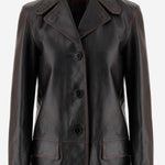 Giacca in pelle effetto invecchiato 838397 XNBAZ1080 GUCCI 
