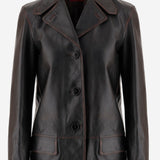 Giacca in pelle effetto invecchiato 838397 XNBAZ1080 GUCCI 
