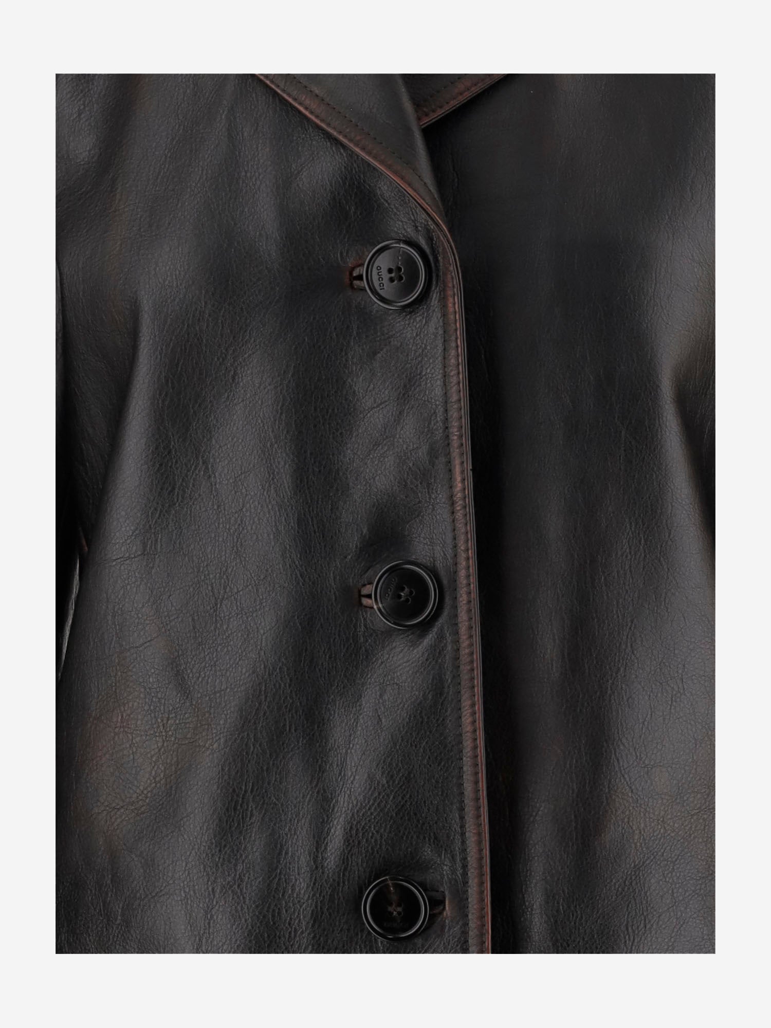 Giacca in pelle effetto invecchiato 838397 XNBAZ1080 GUCCI 