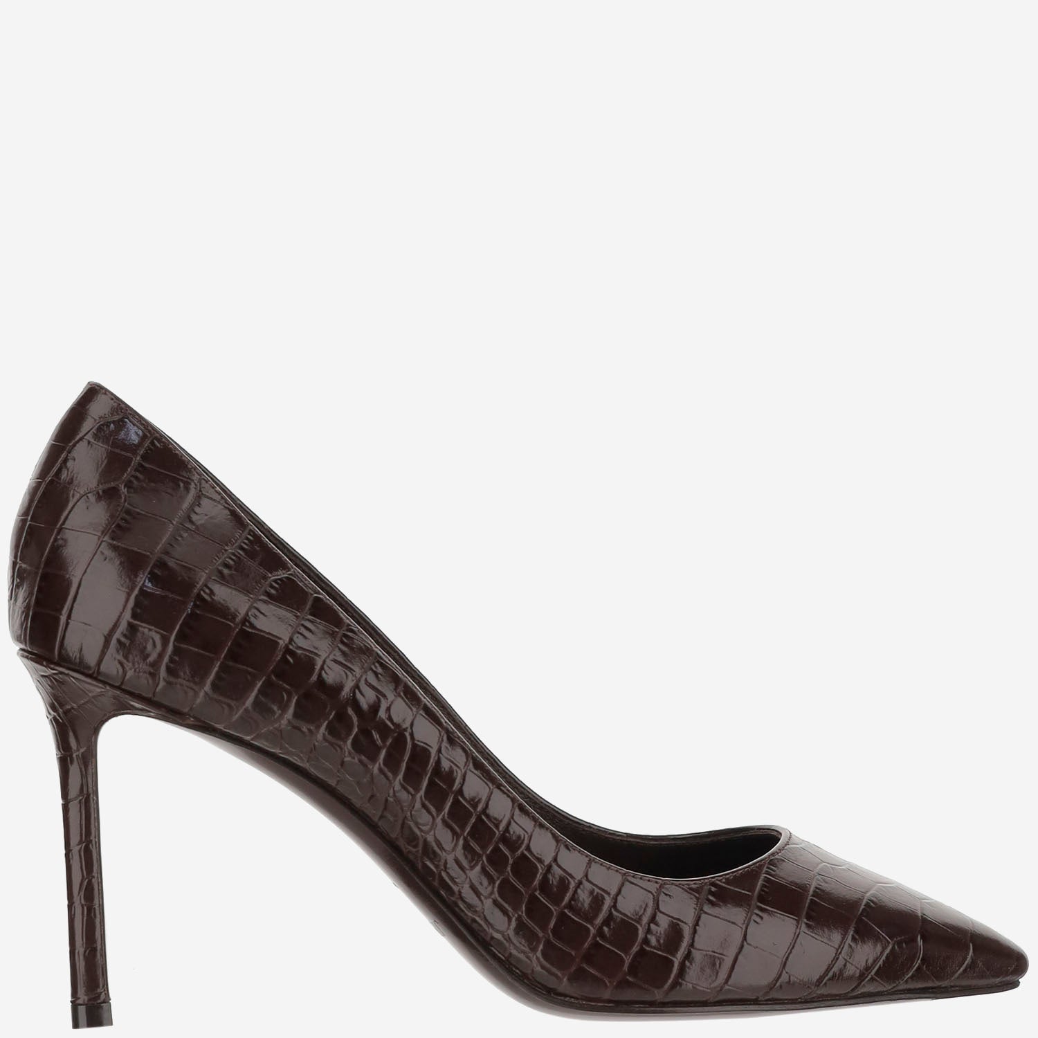 Décolleté Romy 85 in pelle goffrata coccodrillo ROMY85 CCLCHOCOLATE JIMMY CHOO 