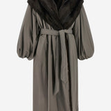CAPPOTTO IN COTONE CON COLLO IN PELLICCIA 226925 GREY MAGDA BUTRYM 