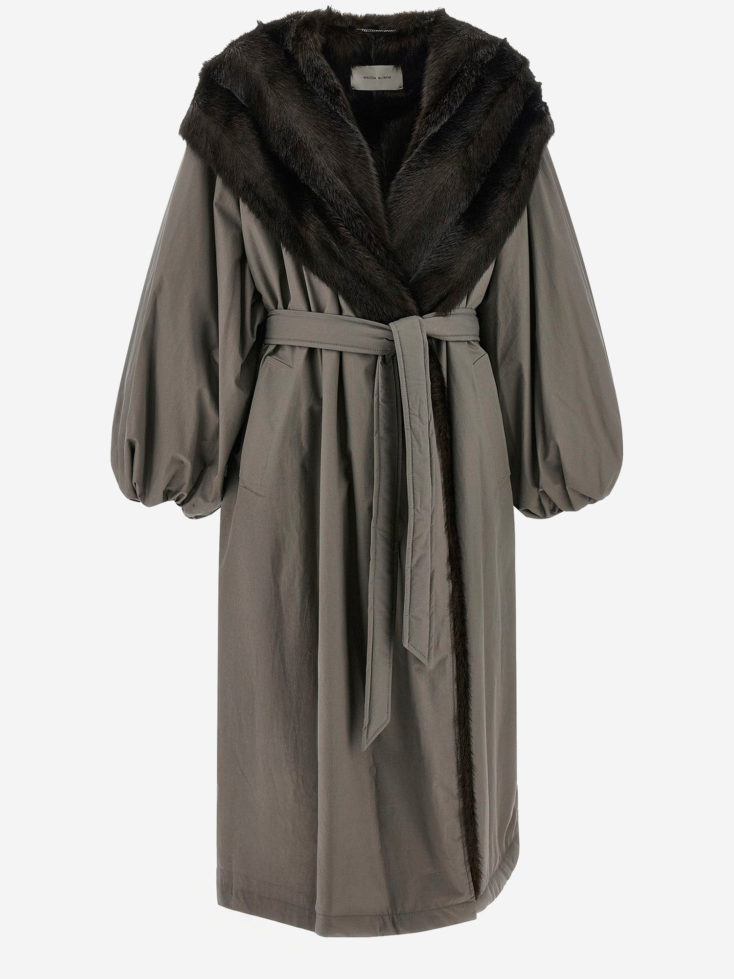 CAPPOTTO IN COTONE CON COLLO IN PELLICCIA 226925 GREY MAGDA BUTRYM 