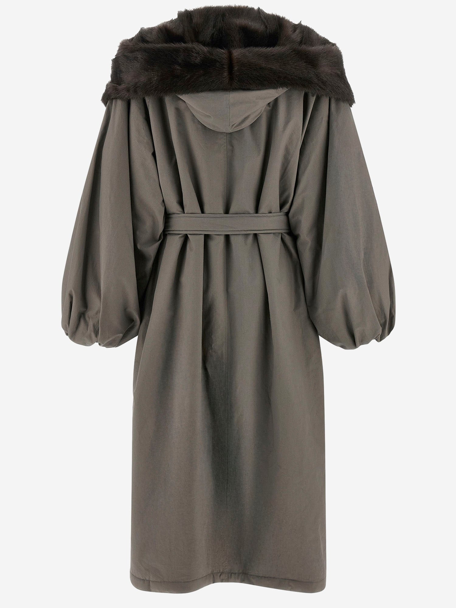 CAPPOTTO IN COTONE CON COLLO IN PELLICCIA 226925 GREY MAGDA BUTRYM 