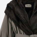 CAPPOTTO IN COTONE CON COLLO IN PELLICCIA 226925 GREY MAGDA BUTRYM 