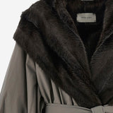 CAPPOTTO IN COTONE CON COLLO IN PELLICCIA 226925 GREY MAGDA BUTRYM 