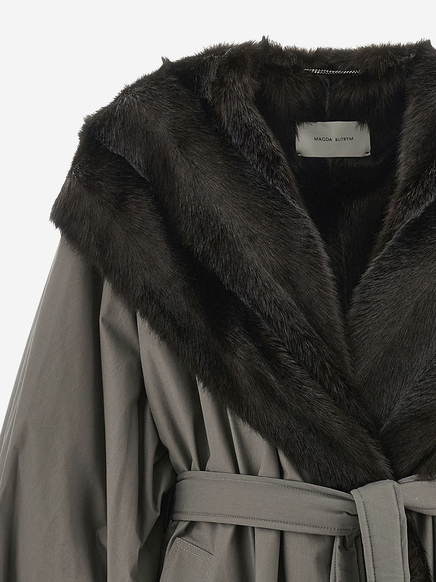 CAPPOTTO IN COTONE CON COLLO IN PELLICCIA 226925 GREY MAGDA BUTRYM 