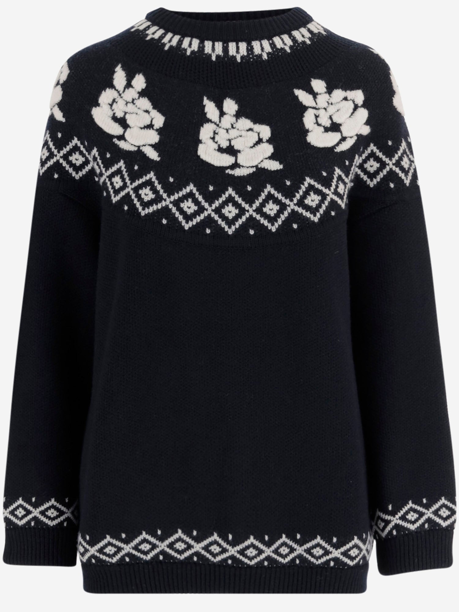 MAGLIONE IN LANA CON MOTIVO GEOMETRICO 294925 NAVY MAGDA BUTRYM 