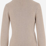MAGLIONE IN CASHMERE CON COLLO ALTO E ORLO A ONDE 314925 BEIGE MAGDA BUTRYM 